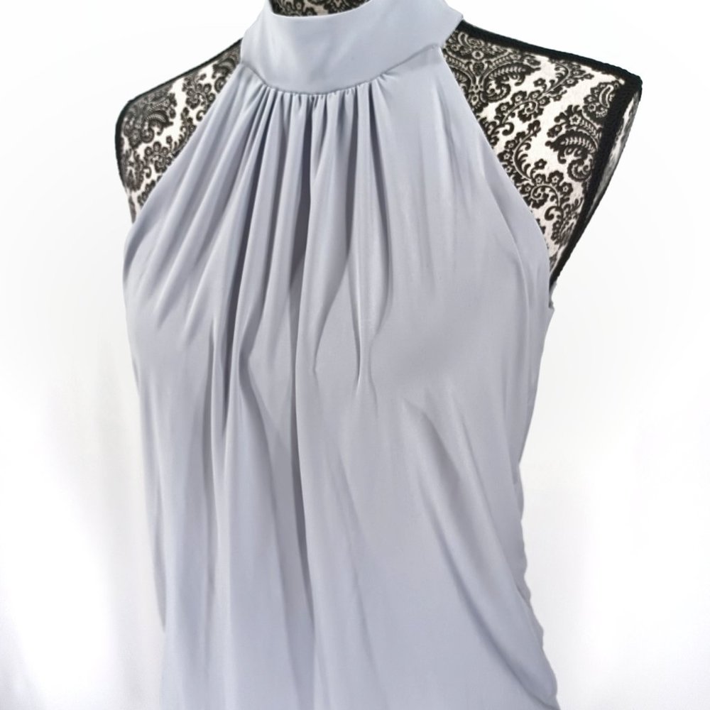 FREDERICKS Dress Halter Neck Drop Waist Silver Sequin Skirt Bottom Party Club M - Picture 3 of 5